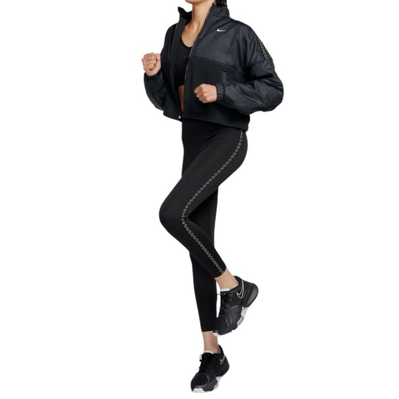 🆕 Nike Women's Therma-FIT One Black/Gold Fleece Full-Zip Jacket - Zip Pockets - Picture 8 of 15